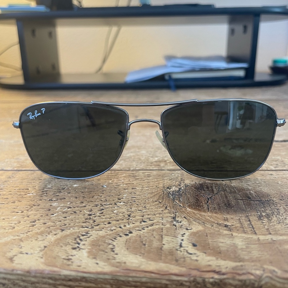 Ray-Ban Silver Polarized Square Aviators